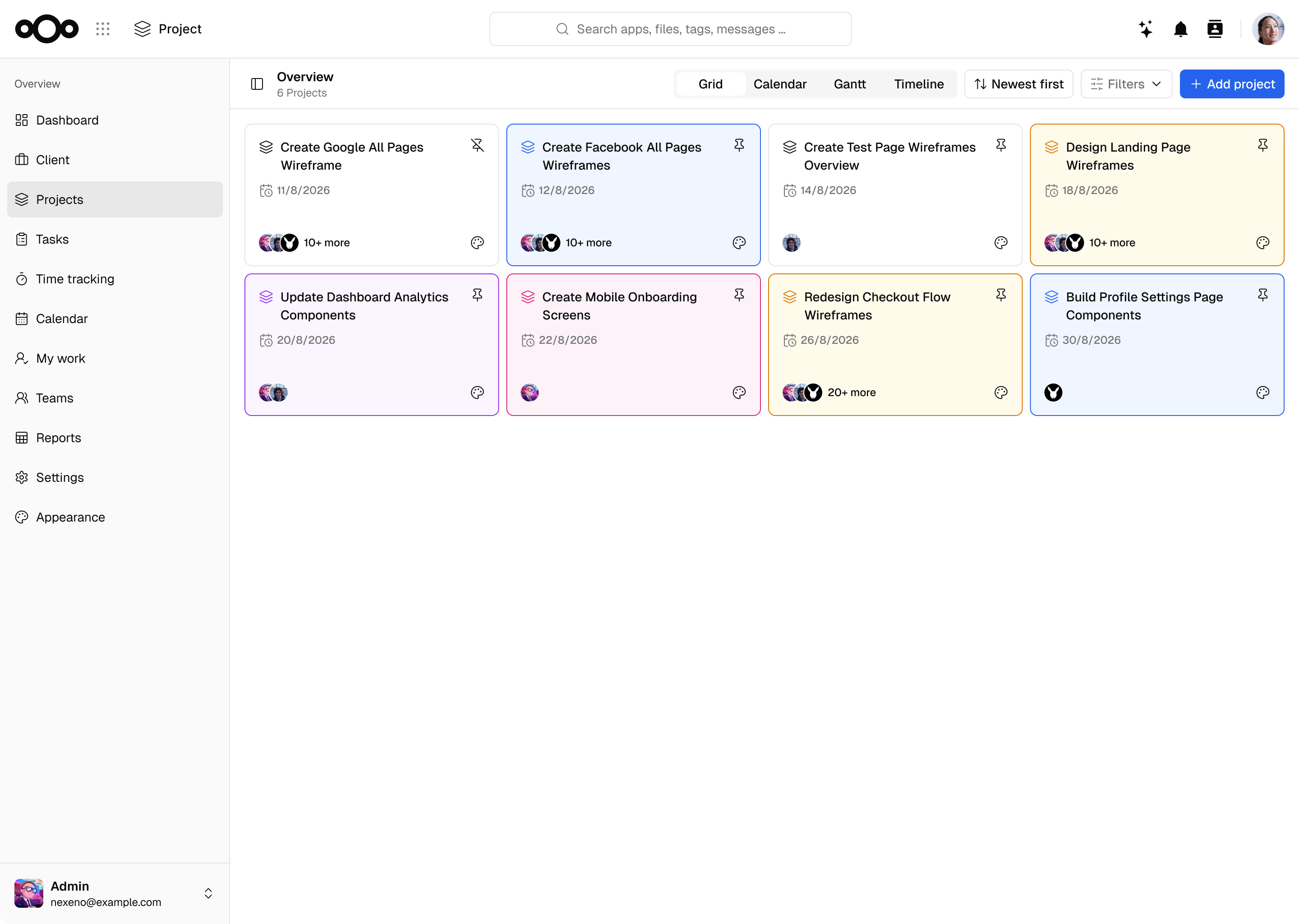 Nexeno Projects — grid view